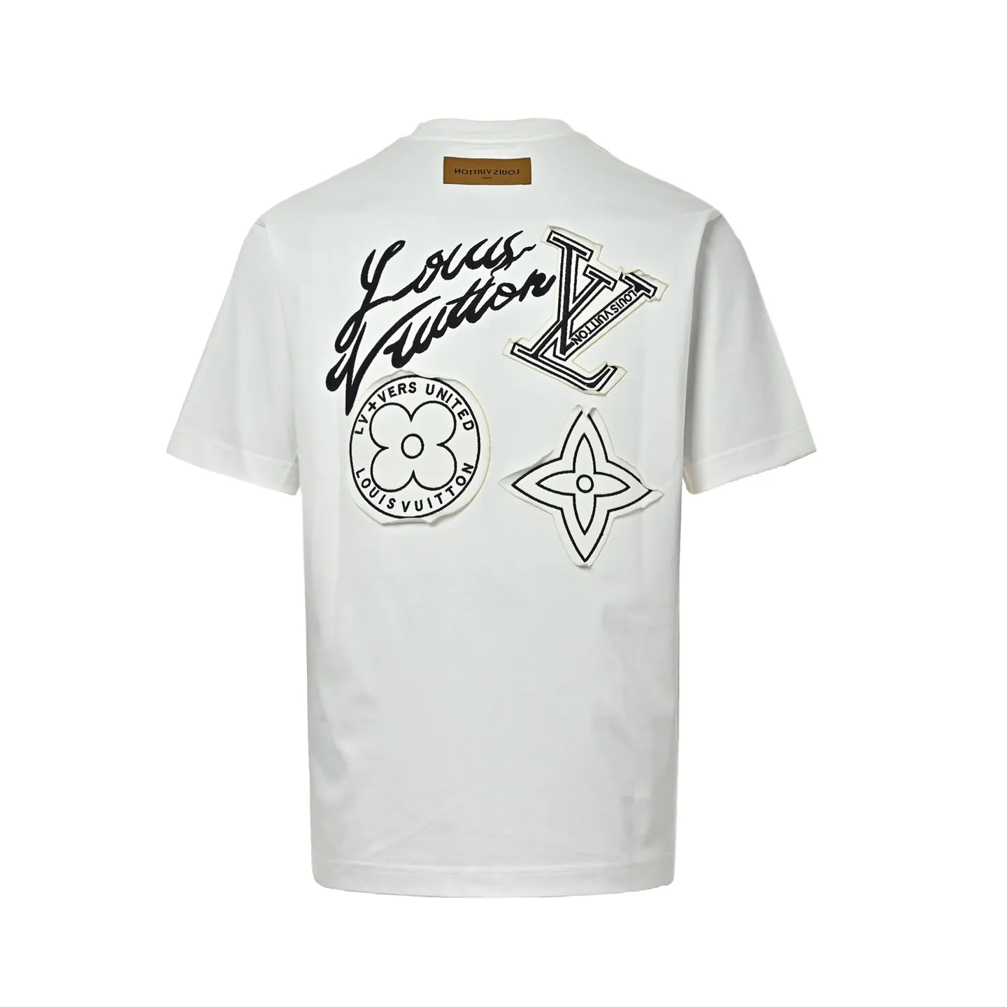 Louis Vuitton/Louis Vuitton three-flower large patch embroidered round neck short sleeves on the back
